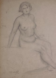 Estudio naturalista de mujer desnuda sentada