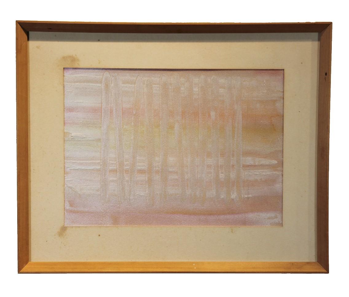 Abstract Drawing Roberta Harris - Peinture à l'aquarelle au pastel « Douze bâtons »