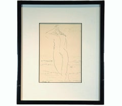 "Carolena" Figurative Ink Drawing Nude Study