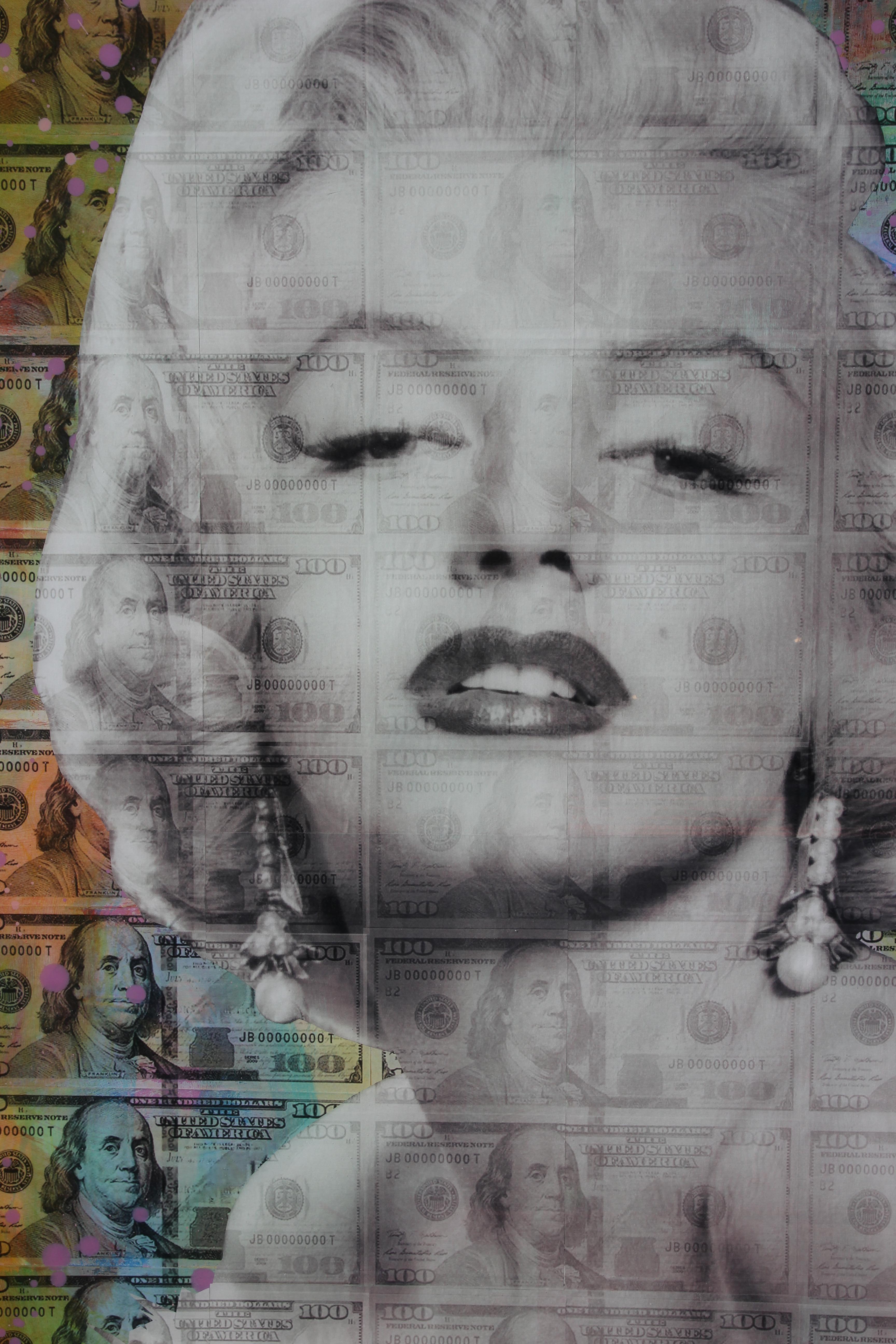 Money Marilyn Monroe Mixed Media Portrait - Contemporary Mixed Media Art by Jim Hudek