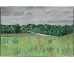 Vintage "Anderson of the Hill" Rural Landscape Perspective Painting