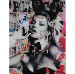 "Kate Moss" Contemporary Pop Art Mixed Media Portrait