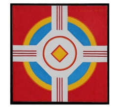 "Occhio di Dio #2" Pittura geometrica simmetrica rossa