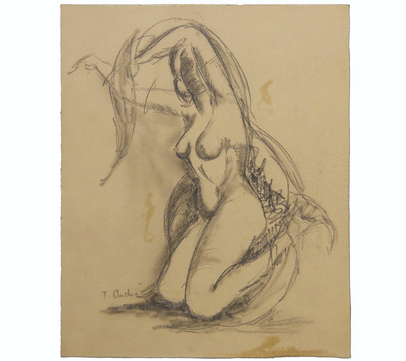 Seated Naturalistic Figurative Nude Study - Art by Thierry Andre