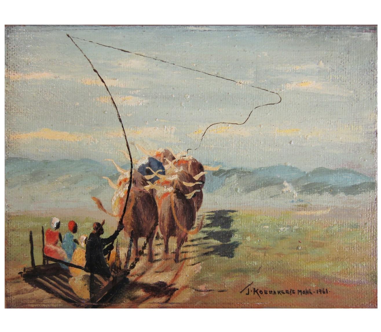 Peinture impressionniste sud-africaine « Mid Summer Journey on Sledge »