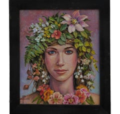 "Flower Girl" Naturalistic Contemporary Portrait of a Girl