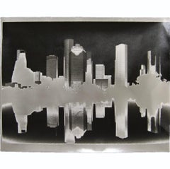 Vintage "Houston Skyline" Black and White Sabbttier Photography