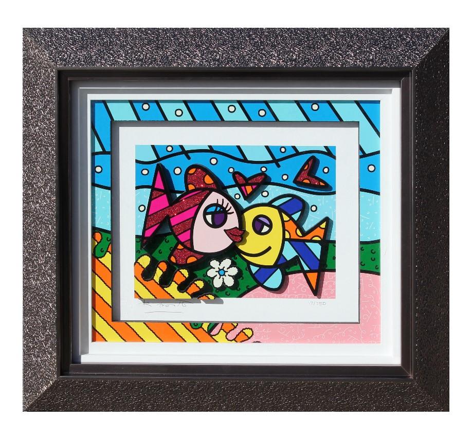 "Happy Days" Relief Fish Pop Art Edition 17 of 150 - Mixed Media Art by Romero Britto