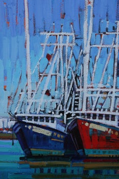 "Gulf Shrimper" Coastal Landscape with Boats