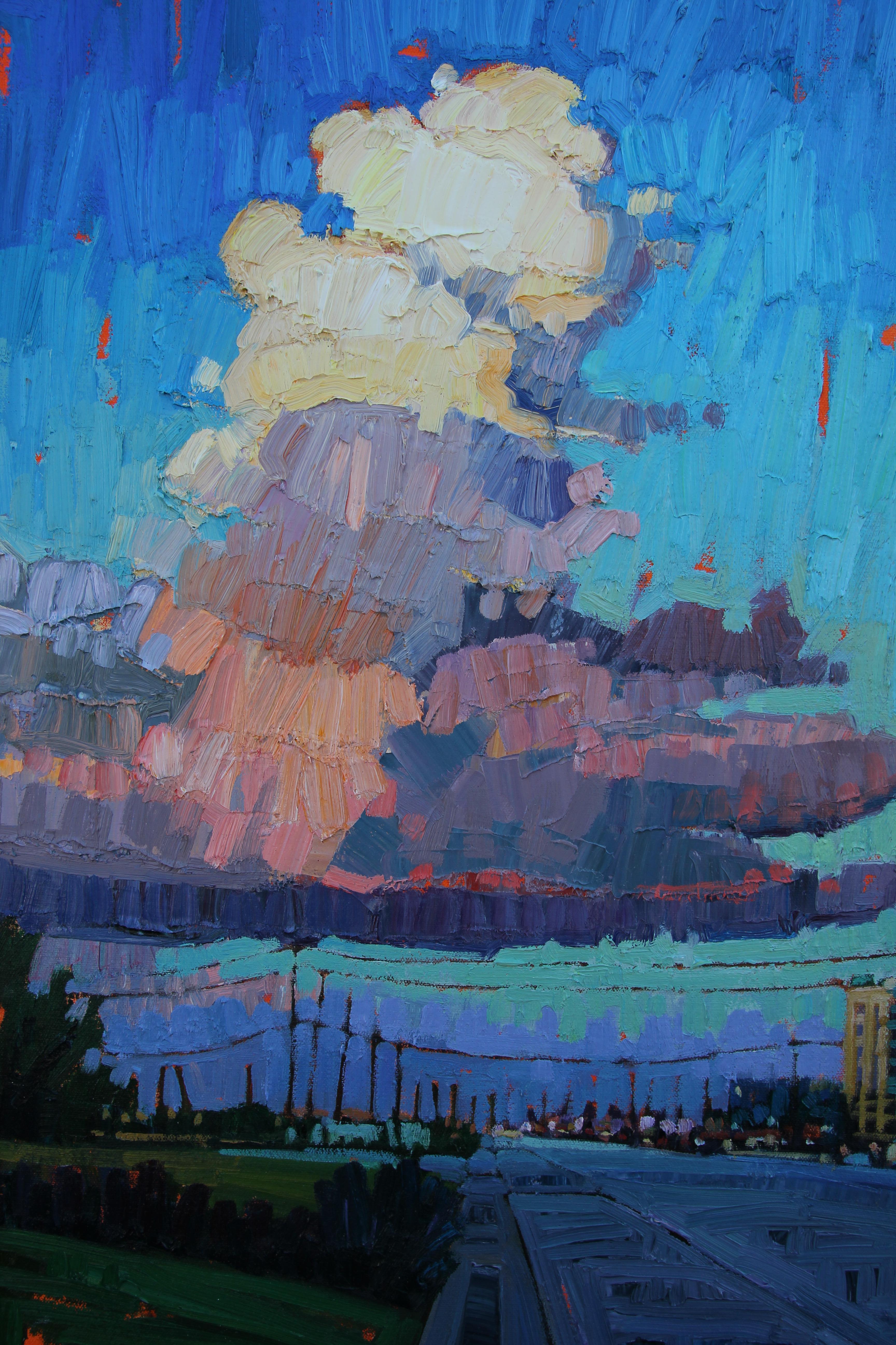 Peinture de paysage de style impressionniste « Hauts nuages » - Painting de Rene Wiley-Janota