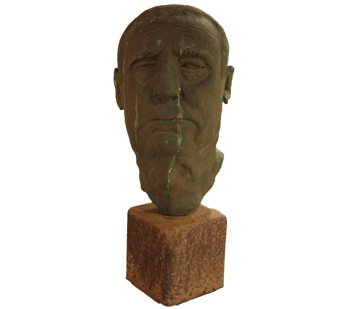 Rick Pasterchik Figurative Sculpture - "Olie" Bronze Bust of a Man