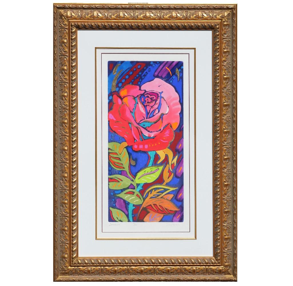 Simon Bull - "Dream" Colorful Rose Monotype Print Edition 112 of 350 at  1stDibs