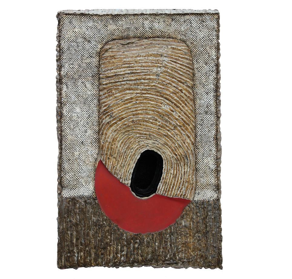 Ann Bengtson Abstract Sculpture - "Fossil Arch" Brutalist Assemblage Abstract Wall Sculpture