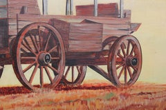 Naturalistic Western Landscape with Wagon and Cow Skull