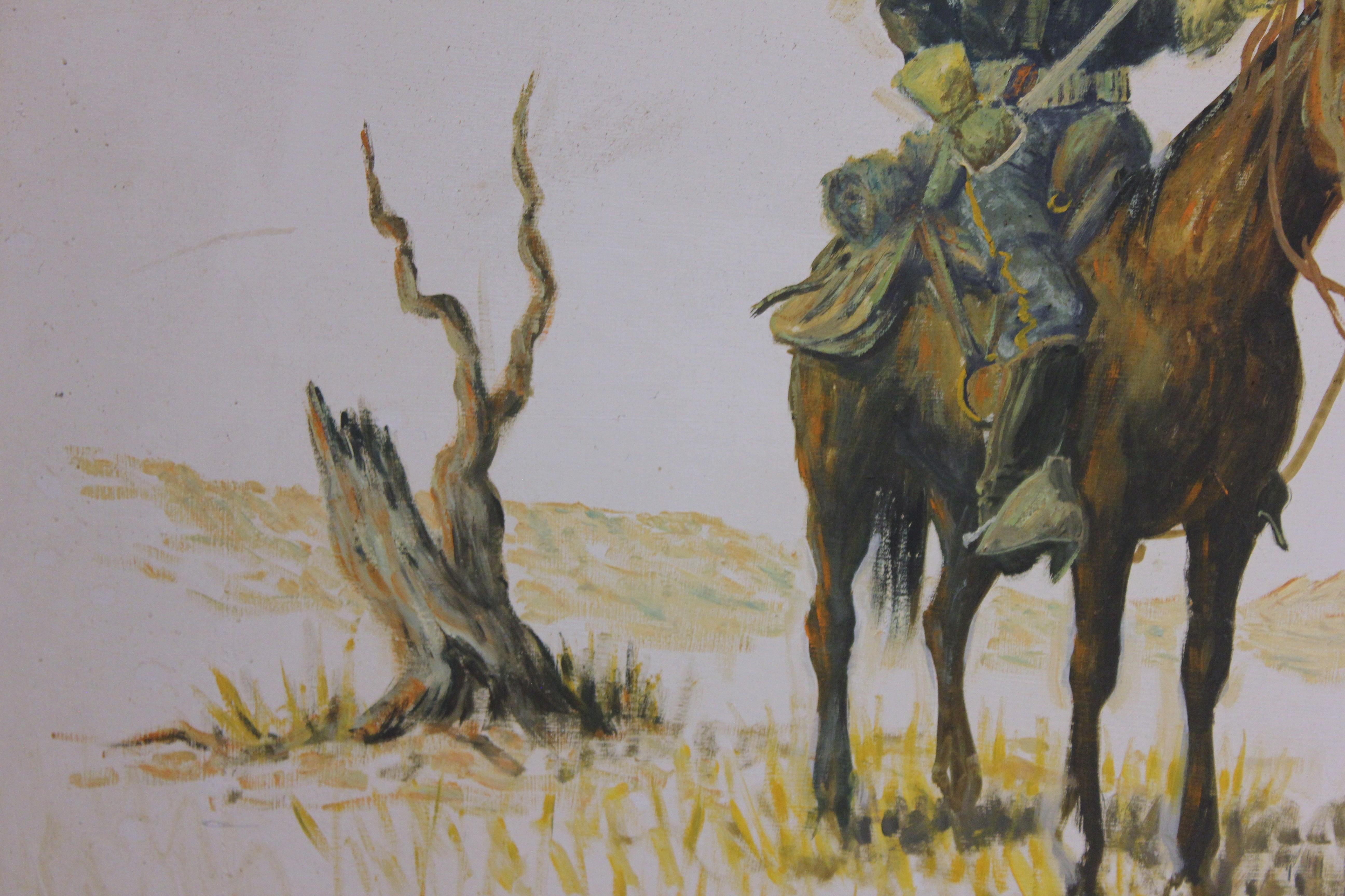 Naturalistic Union Soldier on Horseback - Painting by Bud Breen