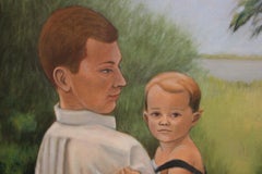 "Father and Son" Portrait Painting with Landscape