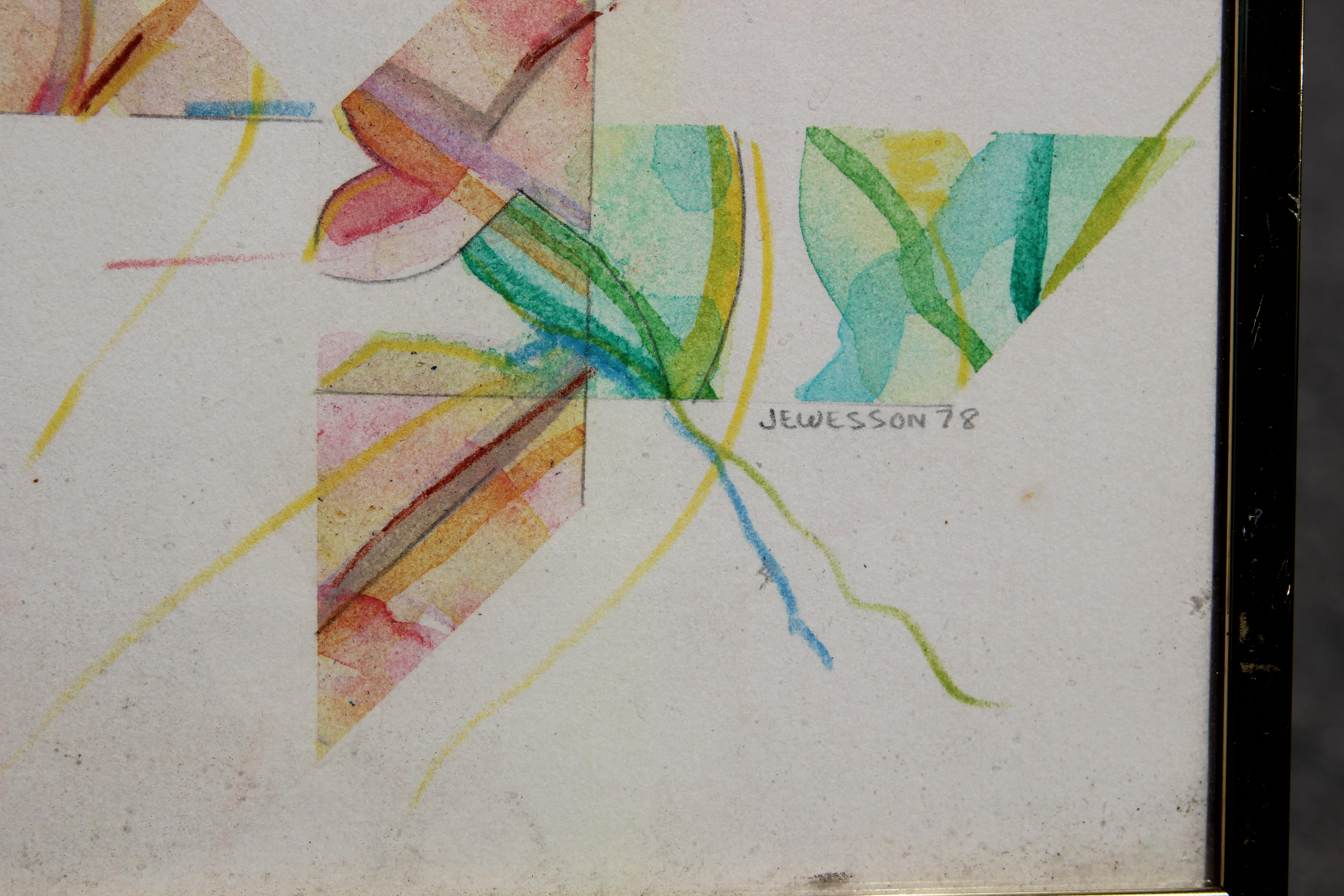 Senza titolo Minimal Pastello Tonale Astratto - Abstract Drawing Grigio di Kenneth Jewesson