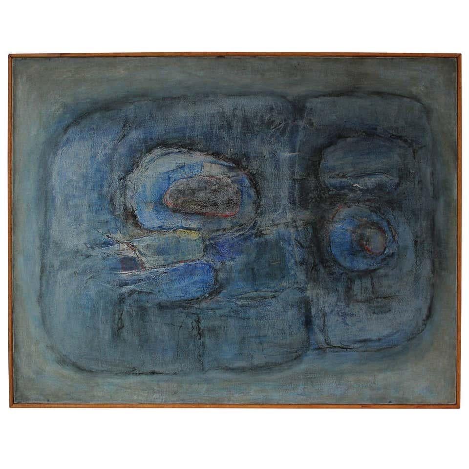 Blue Organic Large Expressionist Abstract Painting - Art by Homi B. Patel 