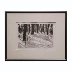 Vintage "Trees in Snow" Black and White Winter Landscape Lithograph 2/10