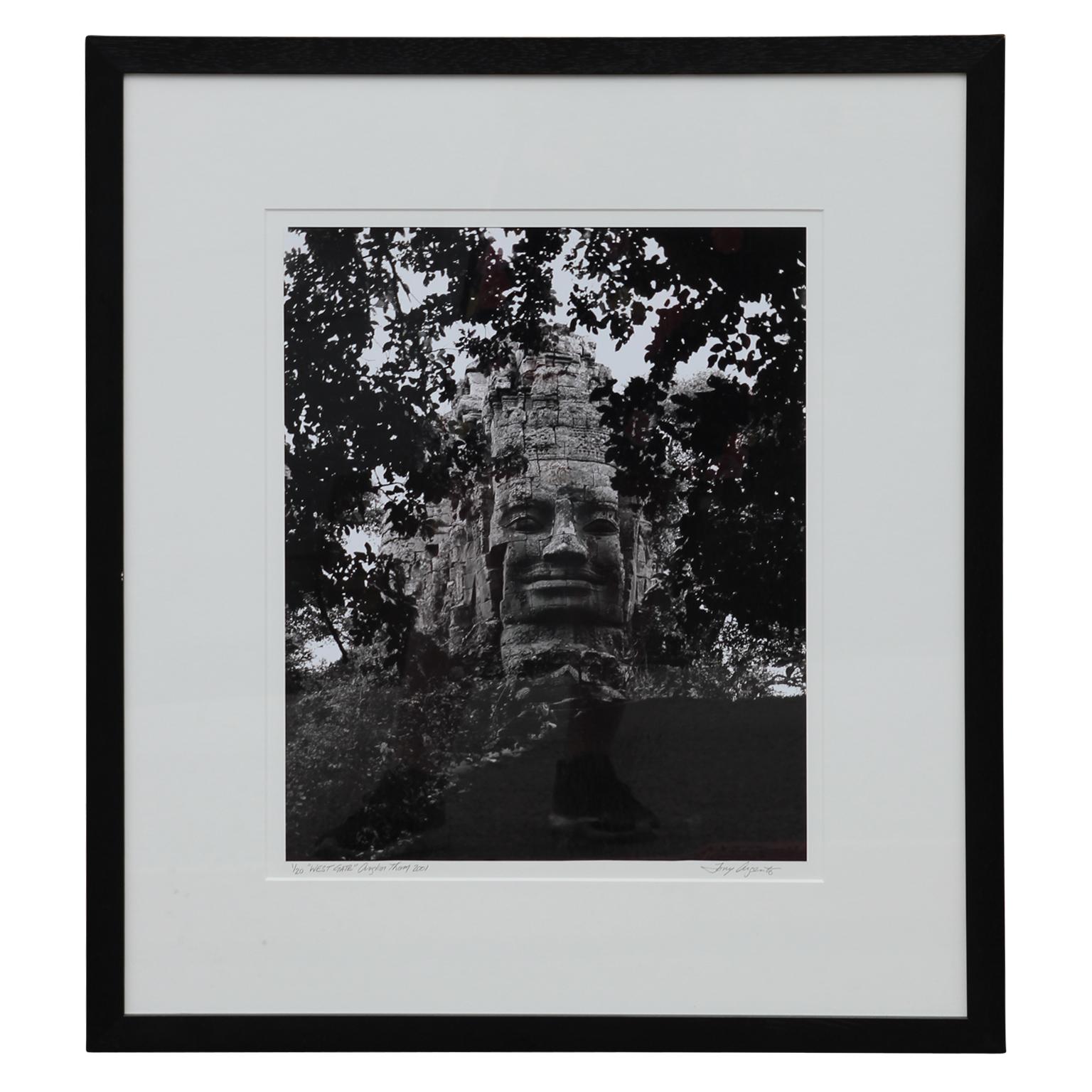 Tony Argento Figurative Photograph - "West Gate" Angkor Thom, Cambodia Black and White Photograph