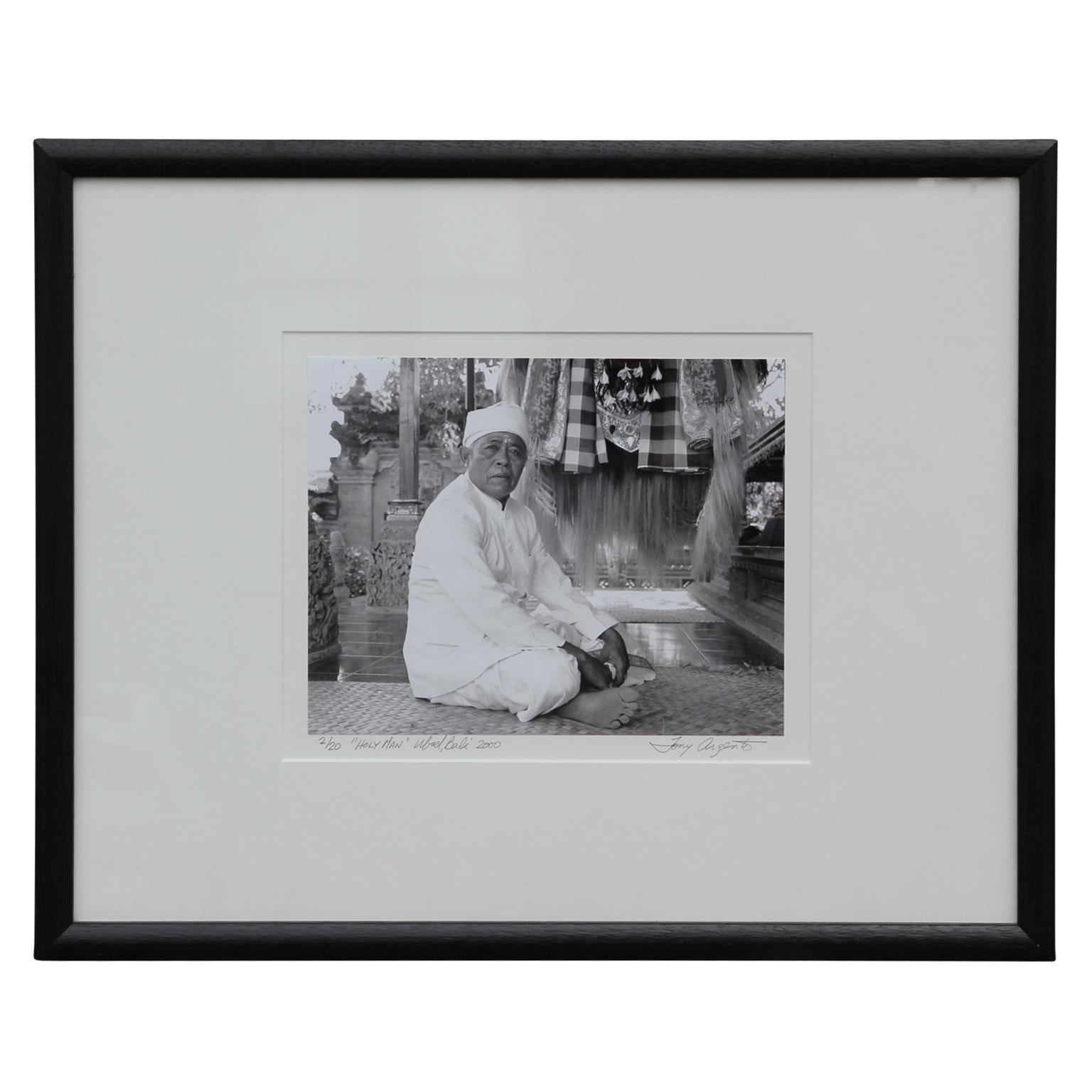 Tony Argento Black and White Photograph - "Holy Man" Ubud, Bali Indonesia Black and White Figurative Photograph