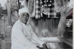 "Holy Man" Ubud, Bali Indonesia Black and White Figurative Photograph