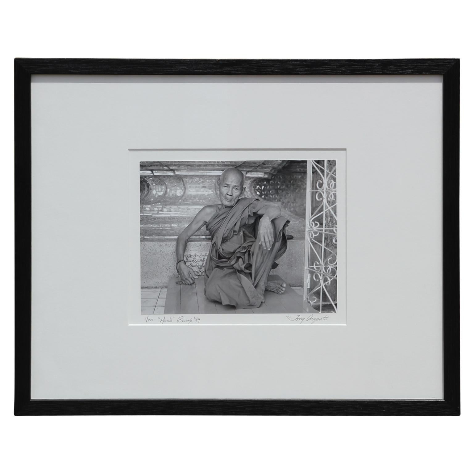 Tony Argento Black and White Photograph - "Monk" Rangoon, Burma Black and White Figurative Photograph
