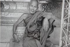 "Monk" Rangoon, Burma Black and White Figurative Photograph