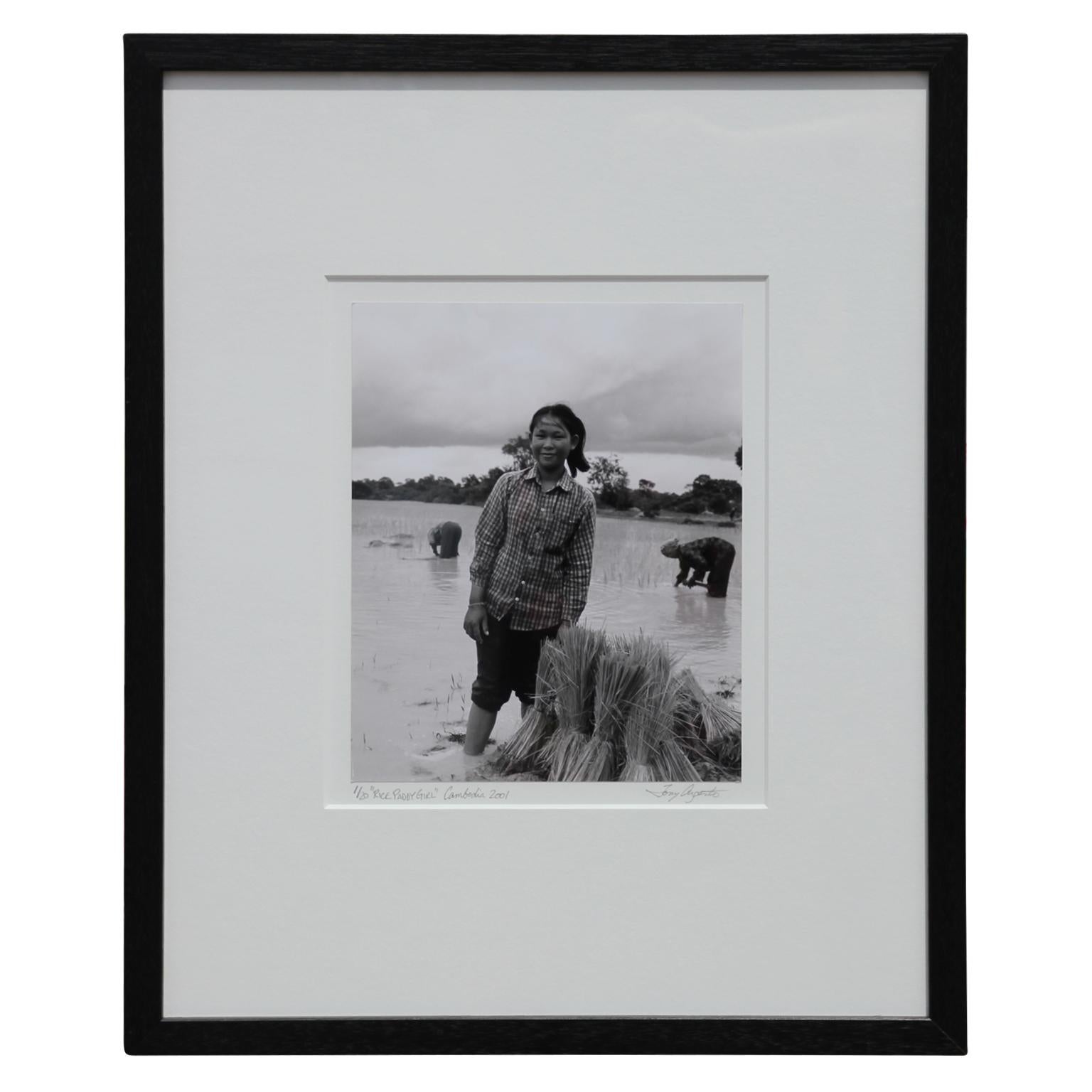 Tony Argento Figurative Photograph - "Rice Paddy Girl" Siem Reap, Cambodia Black and White Photograph