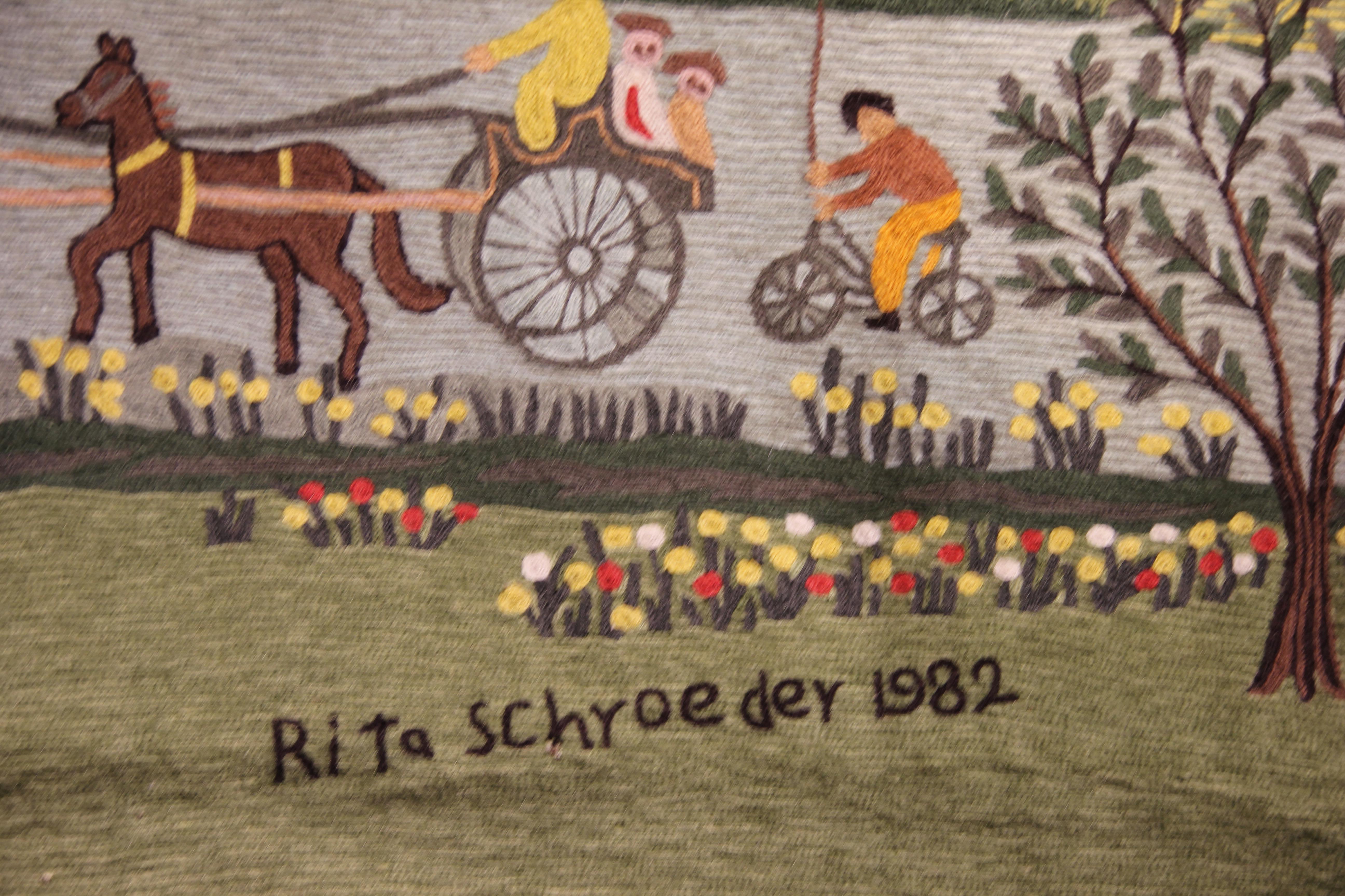 Modern Idealized  Figurative Tapestry of a School Yard 3
