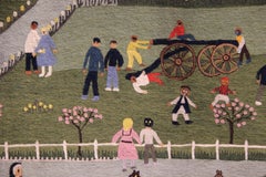 Modern Idealized  Figurative Tapestry of a School Yard