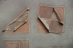 "Temple" Large Teal Mixed Media Geometric Abstract Painting