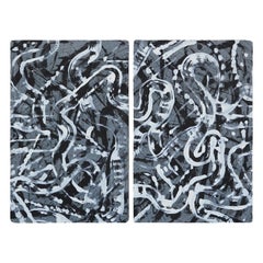 "Desperado" Black and White Abstract Expressionist Diptych 