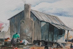 Rural Stylized Watercolor Landscape Painting