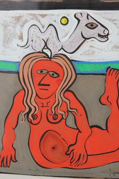 Untitled Modern Abstract Surrealist Native Style Figurative Painting