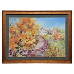 Ohne Titel Italienische ländliche Herbstlandschaft, Aquarellgemälde