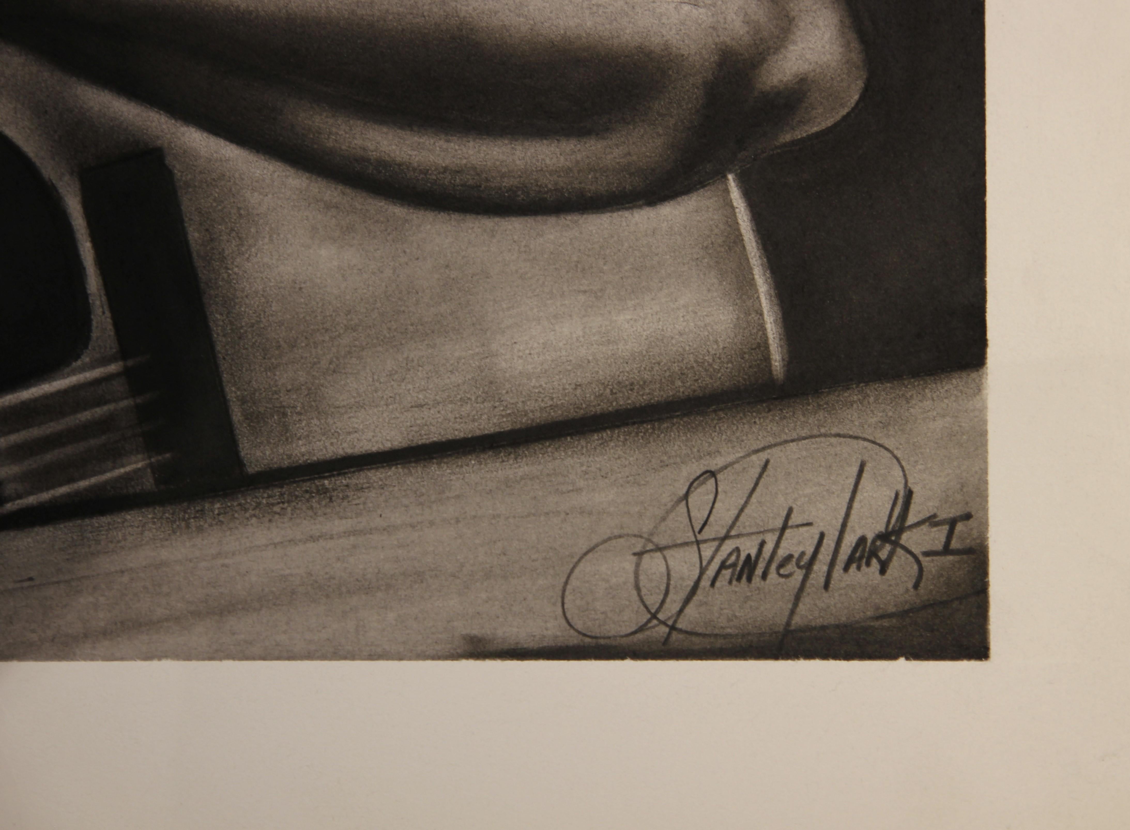 Naturalistisches Porträt eines Musikers ohne Titel (Schwarz), Portrait, von Stanley Clark