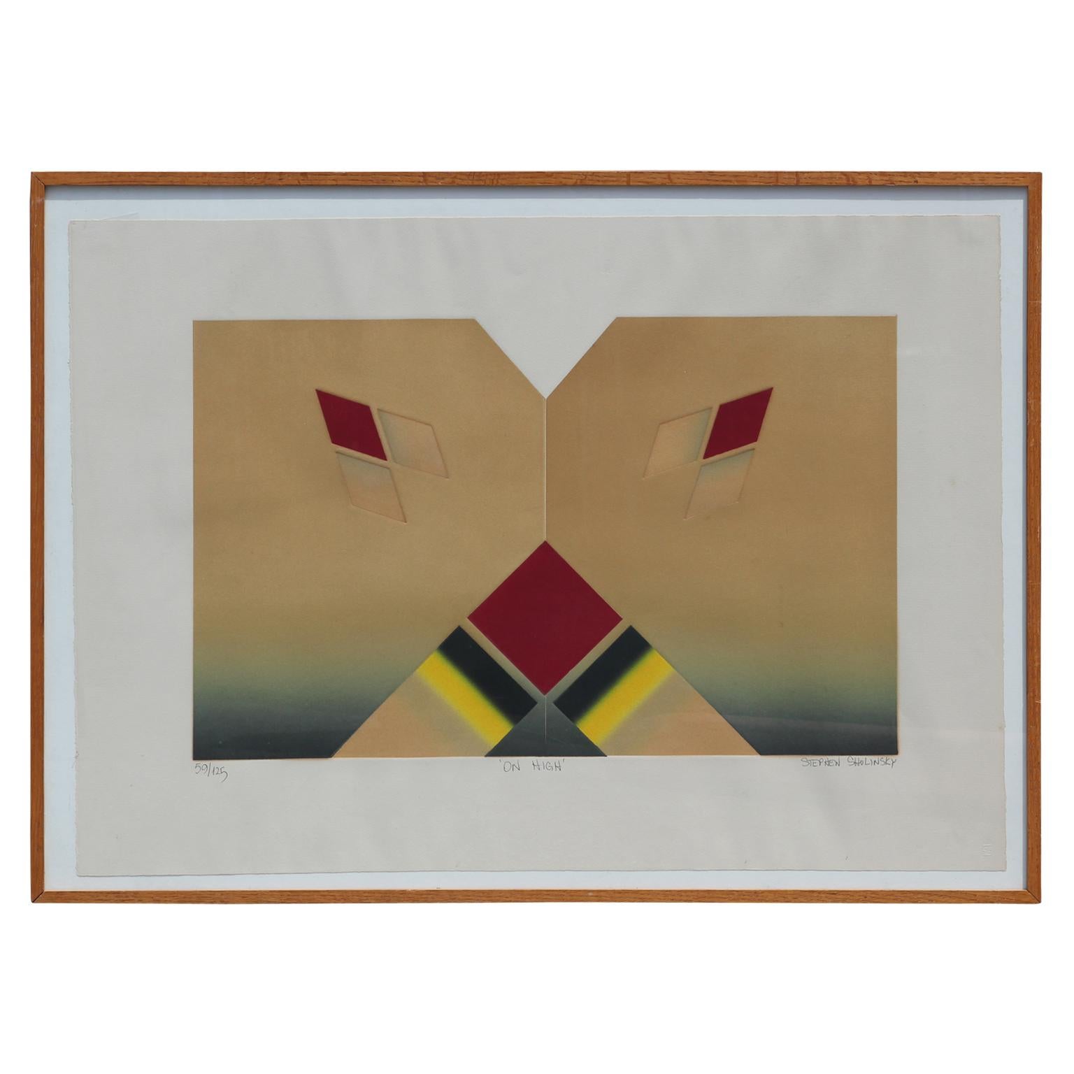 Stephen Sholinsky Abstract Print - "On High" Modern Abstract Geometric Lithograph Edition 59 of 125