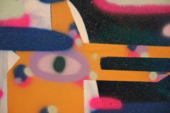 ""Glam Deer"" Buntes abstraktes zeitgenössisches geometrisches Hirschgemälde mit Glitzer