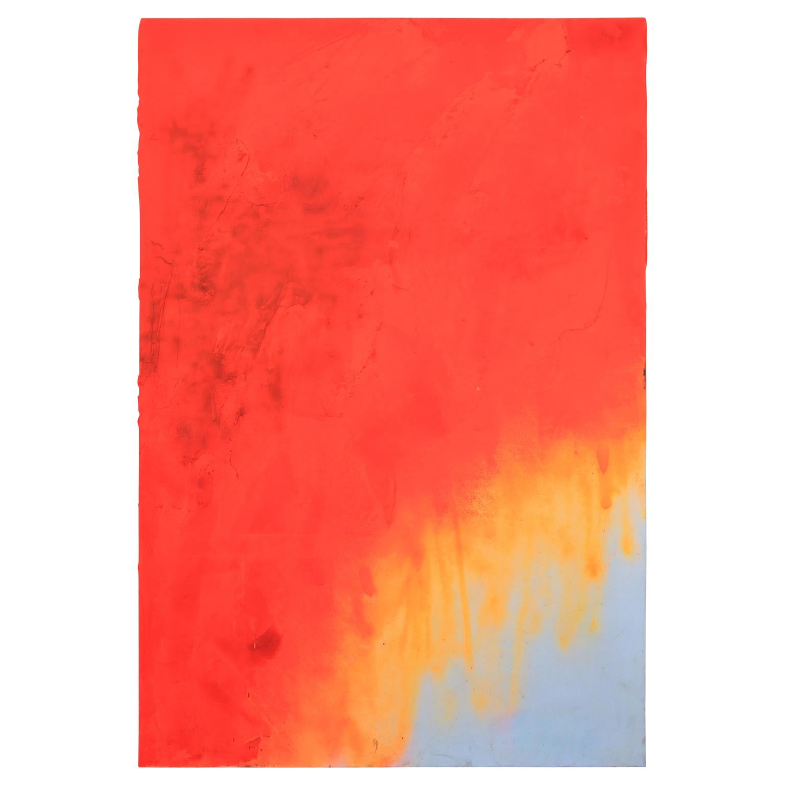 "Orange Monochrome 4" Large Expressionist Impasto Painting - Mixed Media Art by Geoff Hippenstiel