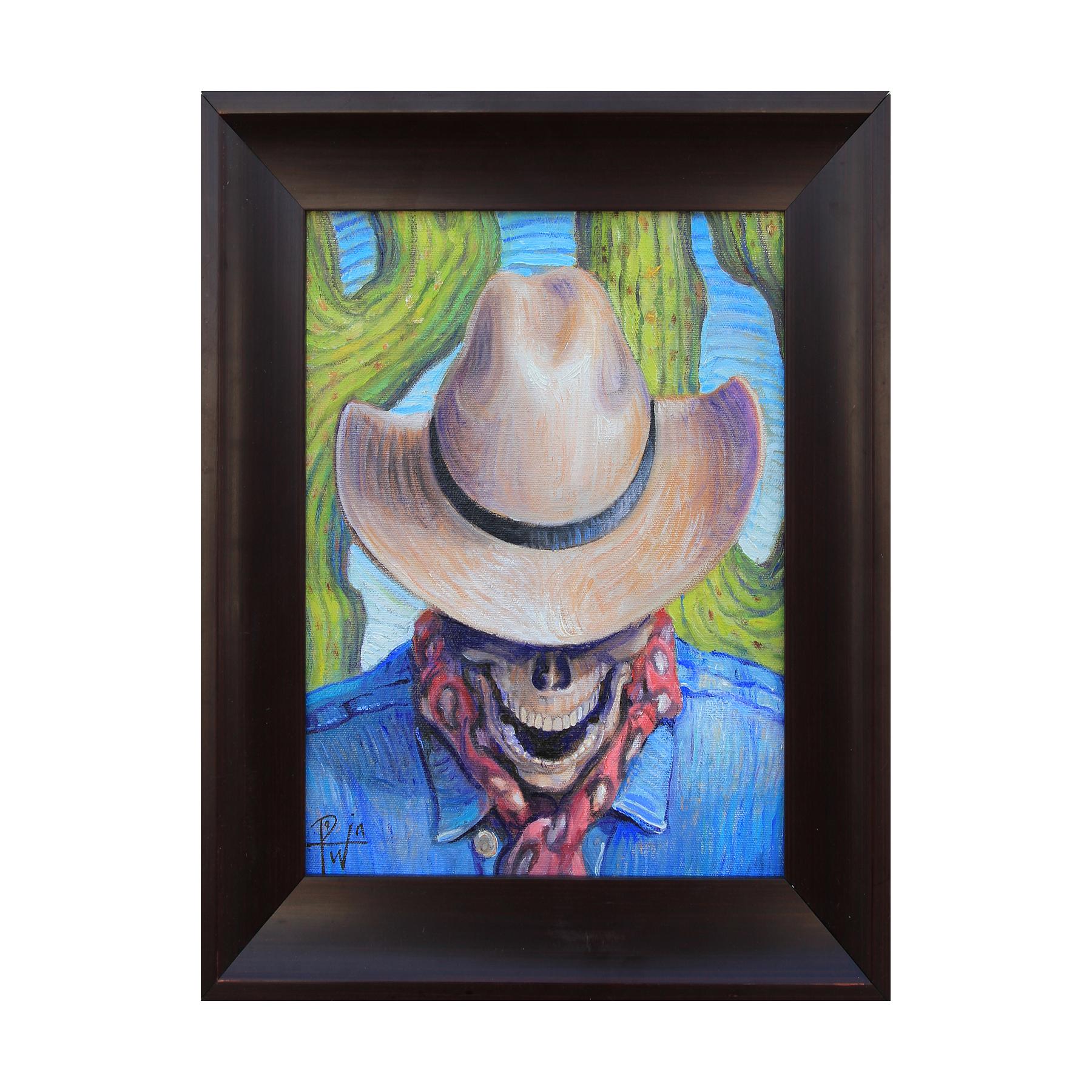 Henry David Potwin Portrait Painting - "Goodbye Cowboy" Contemporary Surrealist Figurative Painting
