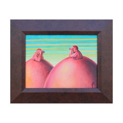 "Twin Peeks" Contemporary Surrealist Abstract Landscape Painting