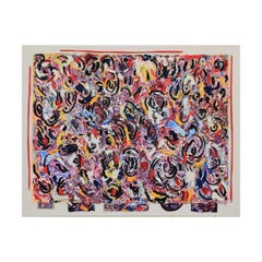 Abstrakt-expressionistischer Maler in Violett und Rot