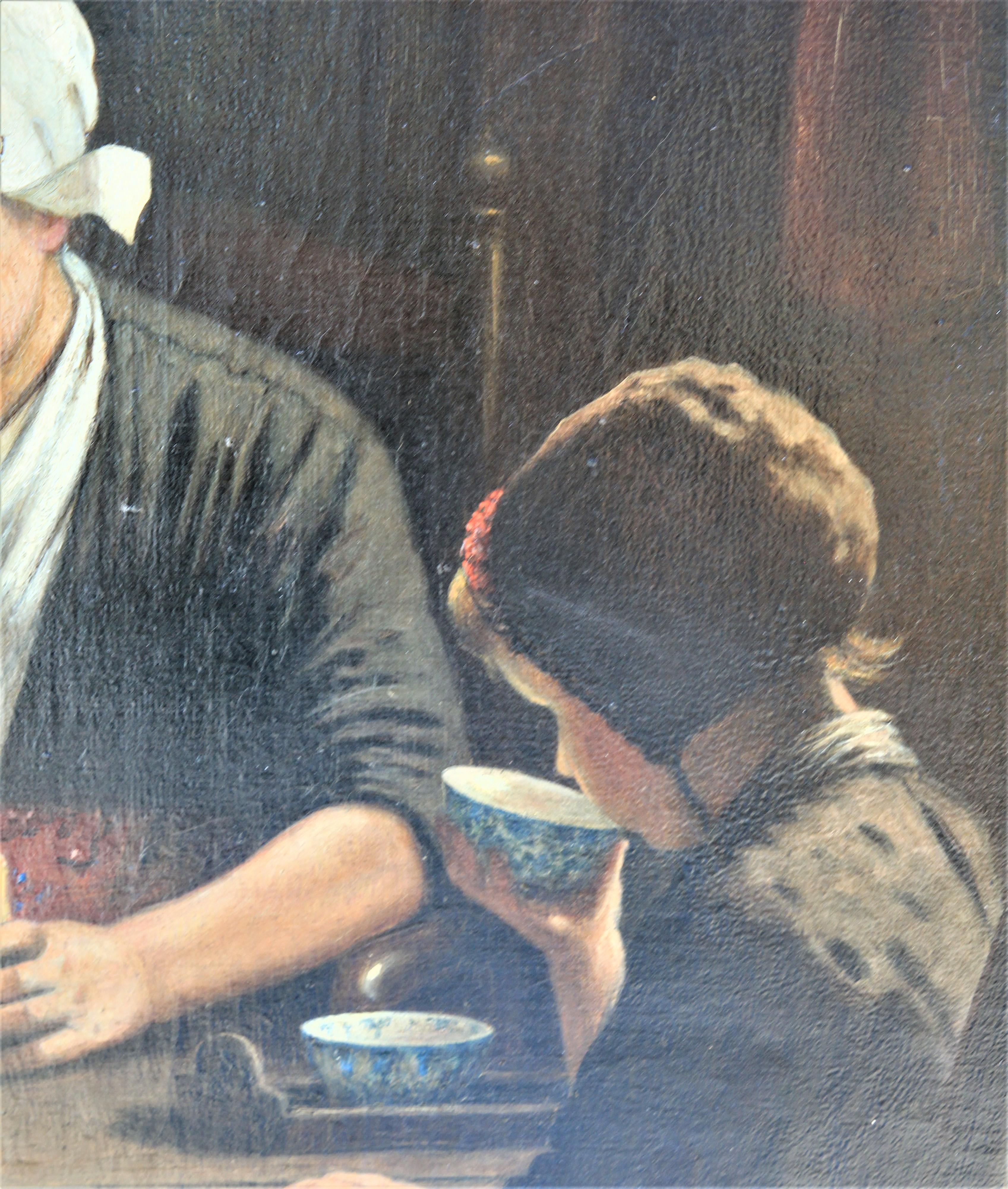 Portrait de femme et de deux enfants assis à la table « Midday Meal » - Réalisme Painting par (In the style of) David Adolf Constant Artz