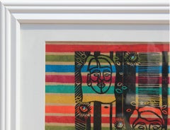 "Distance" Print on Rainbow Striped Paper