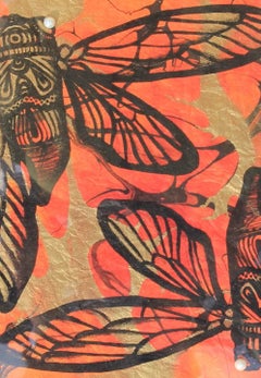 "Cicada" Orange Marble Print