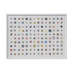 "Little Dots #3" Watercolor Dot Grid with Geometric Organic Forms Painting