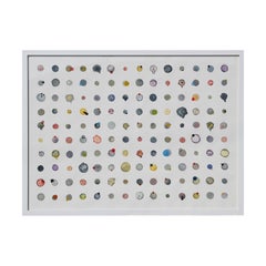 "Little Dots #3" Watercolor Dot Grid with Geometric Organic Forms Painting 