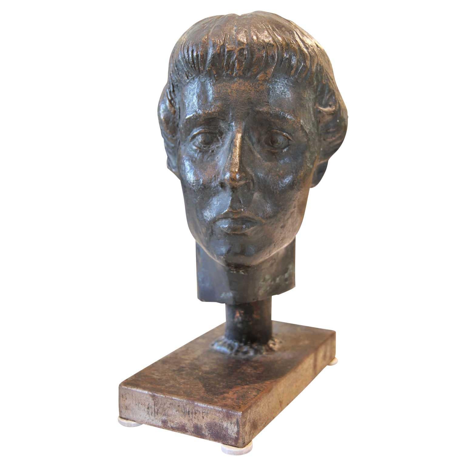 Emmet Thornell Figurative Sculpture - Bronze Realist/Naturalistic Female Portrait Bust of Artist Audra Evert