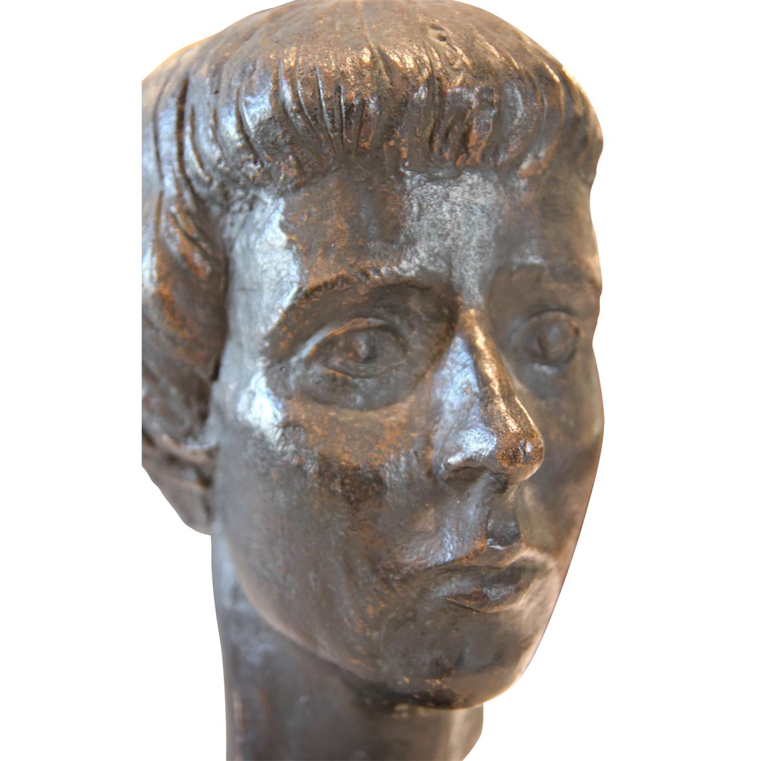 the portrait bust of is presented in a naturalistic